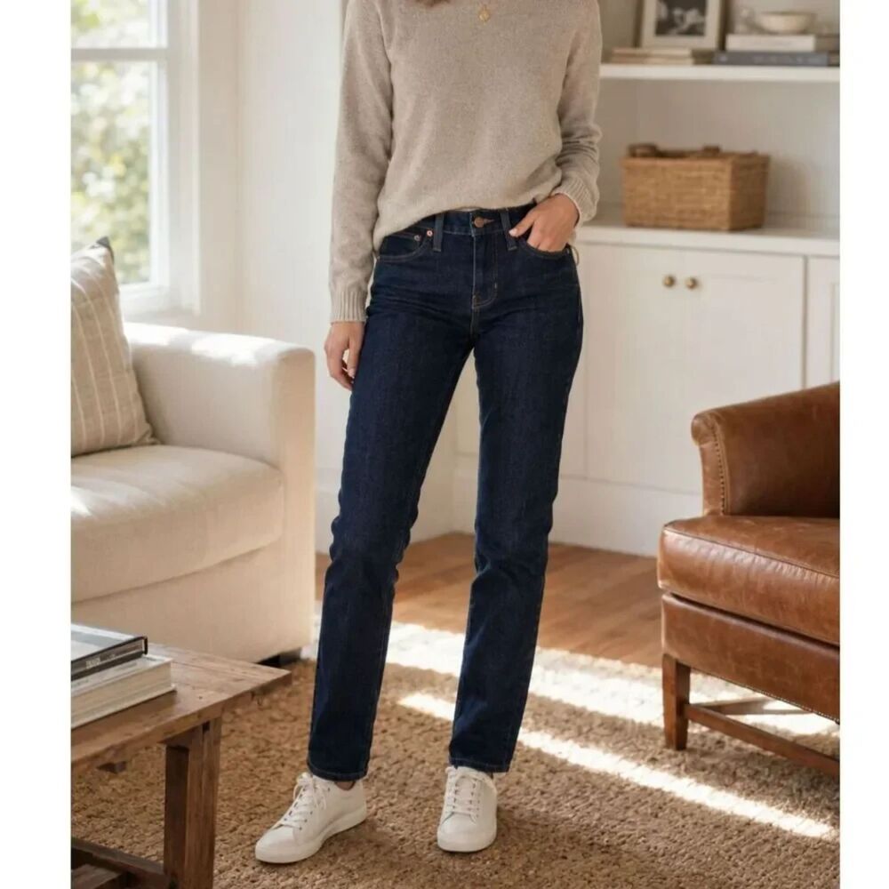 J. Crew Mid-Rise Vintage Slim-Straight Jeans 30 Resin Rinse Japanese Denim Chic